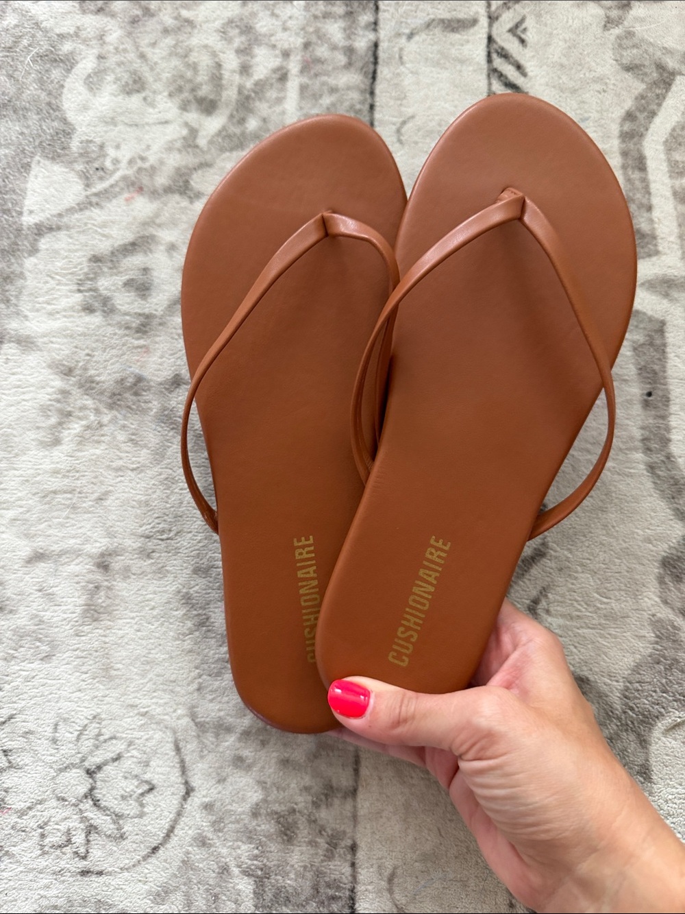 Cushionaire Women's Tan Minimalist Thong Sandals